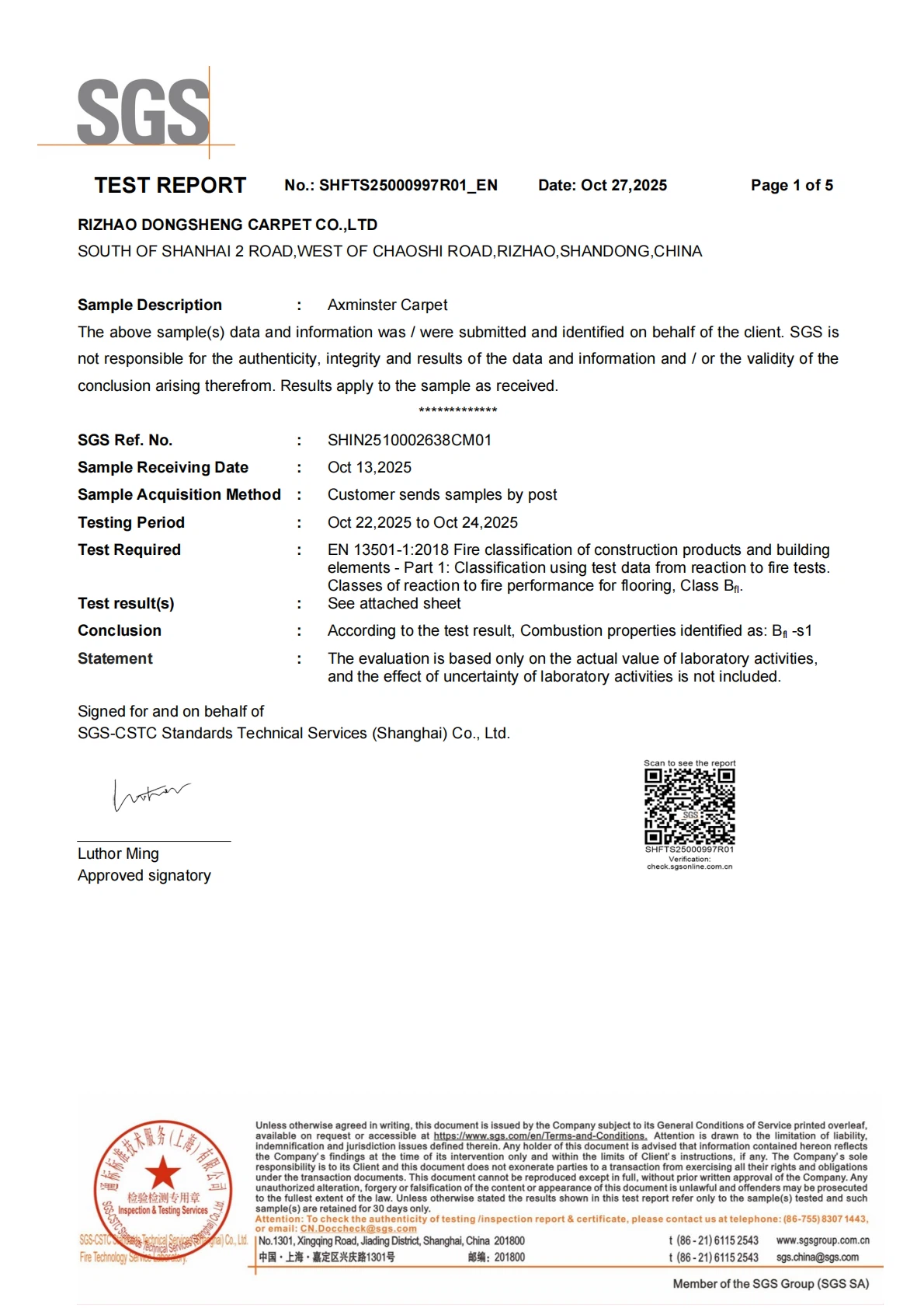 AX EN13501 Test Report AX EN13501 Test Report